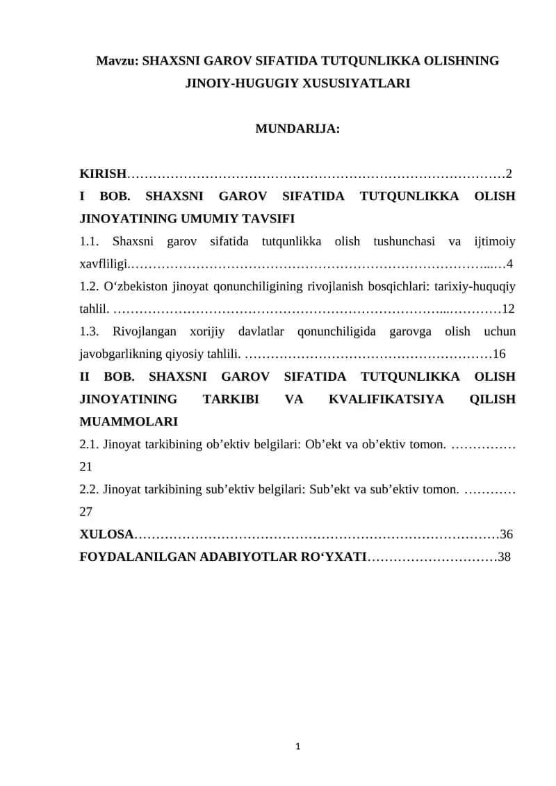 SHAXSNI GAROV SIFATIDA TUTQUNLIKKA OLISHNING JINOIY-HUGUGIY XUSUSIYATLARI 1