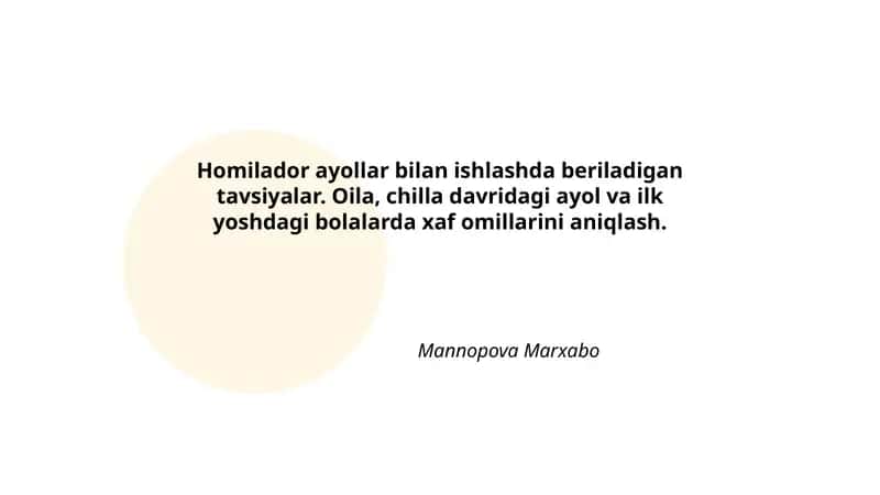 Homilador ayollar bilan ishlashda beriladigan tavsiyalar 1