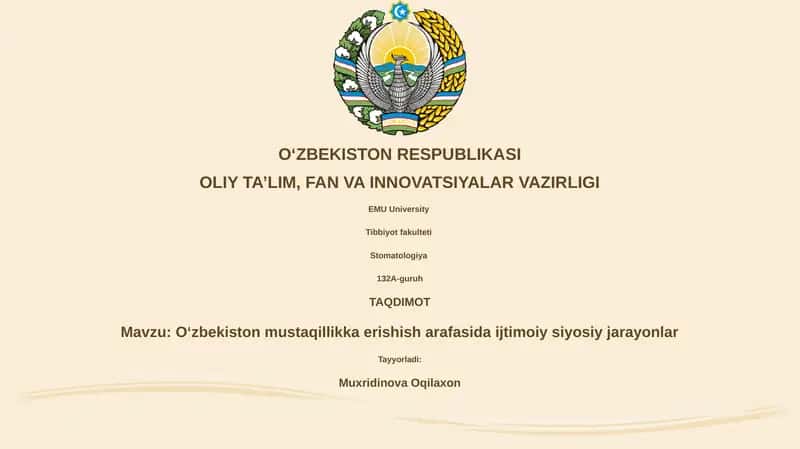 Oʻzbekiston mustaqillikka erishish arafasida ijtimoiy siyosiy jarayonlar 1