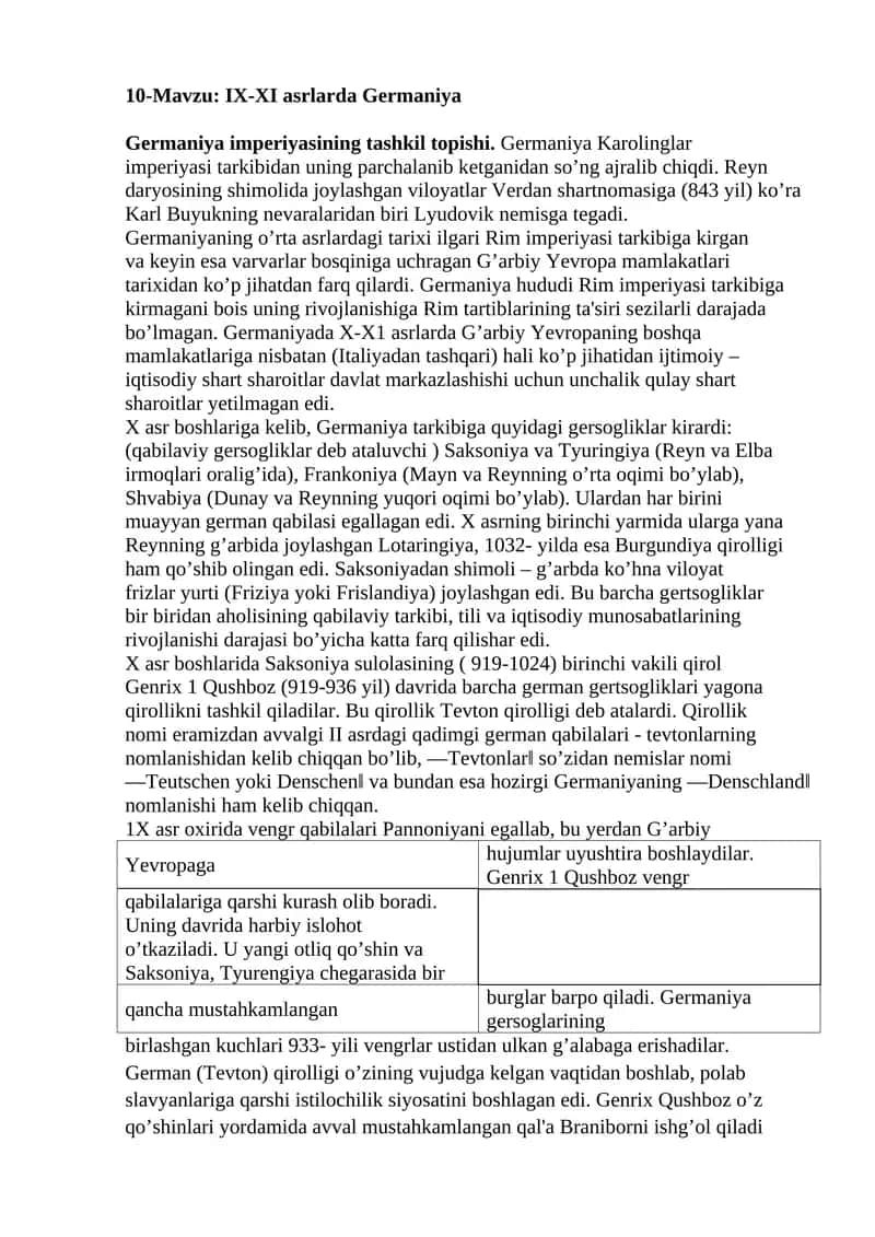 IX-XI asrlarda Gеrmaniya 1