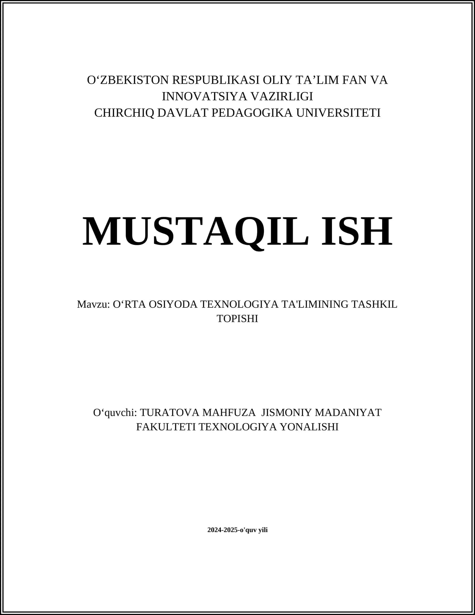OʻRTA OSIYODA TEXNOLOGIYA TA'LIMINING TASHKIL TOPISHI 1