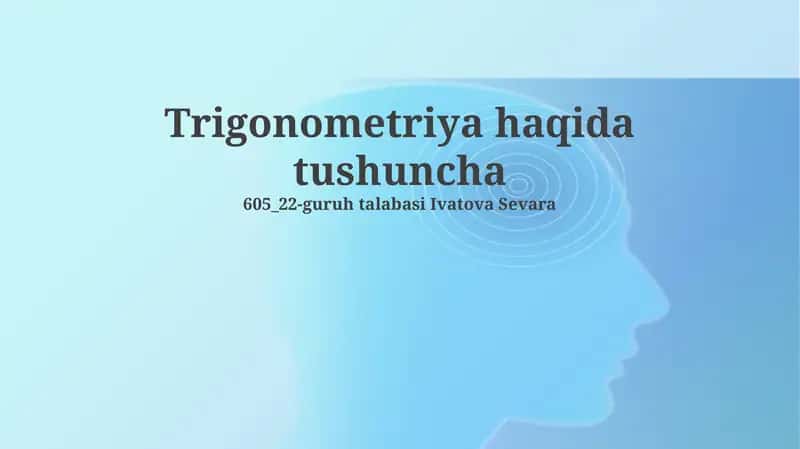 Trigonometriya haqida tushuncha 1