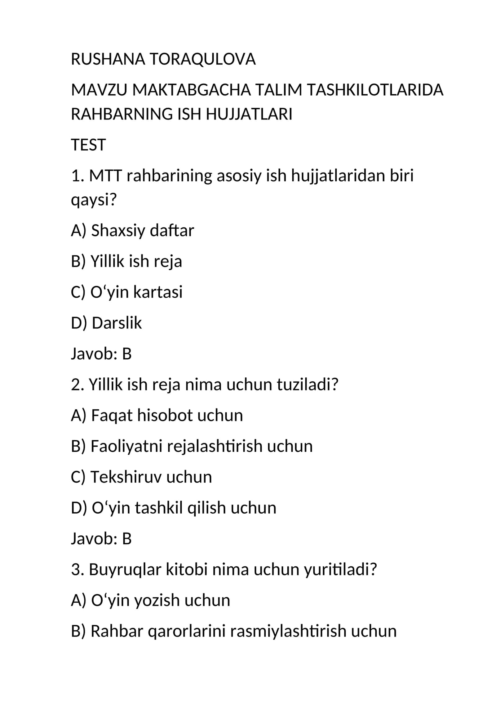 MAKTABGACHA TALIM TASHKILOTLARIDA RAHBARNING ISH HUJJATLARI 1