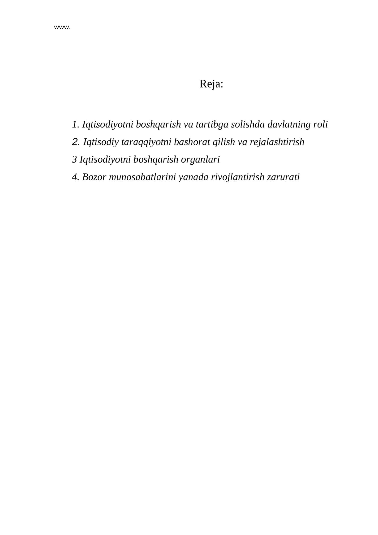 Iqtisodiyotni boshqarish va tartibga solishda davlatning roli 1