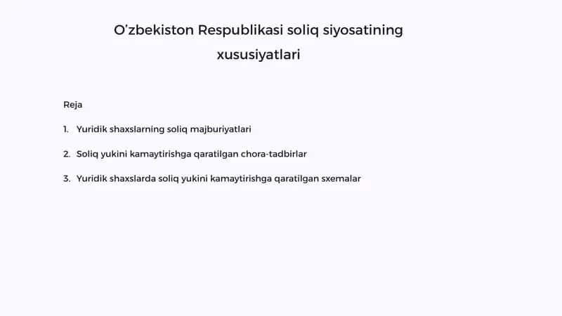 Yuridik shaxslarning soliq majburiyatlari 1