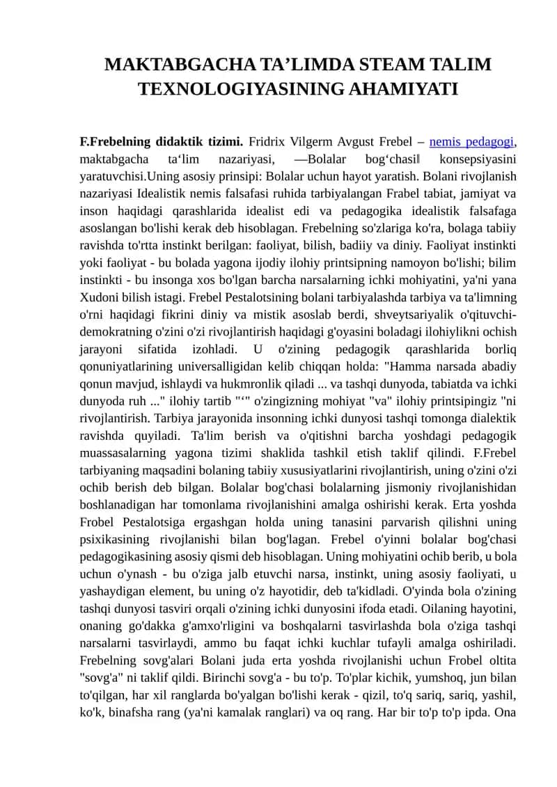 MAKTABGACHA TAʼLIMDA STEAM TALIM TEXNOLOGIYASINING AHAMIYATI 1