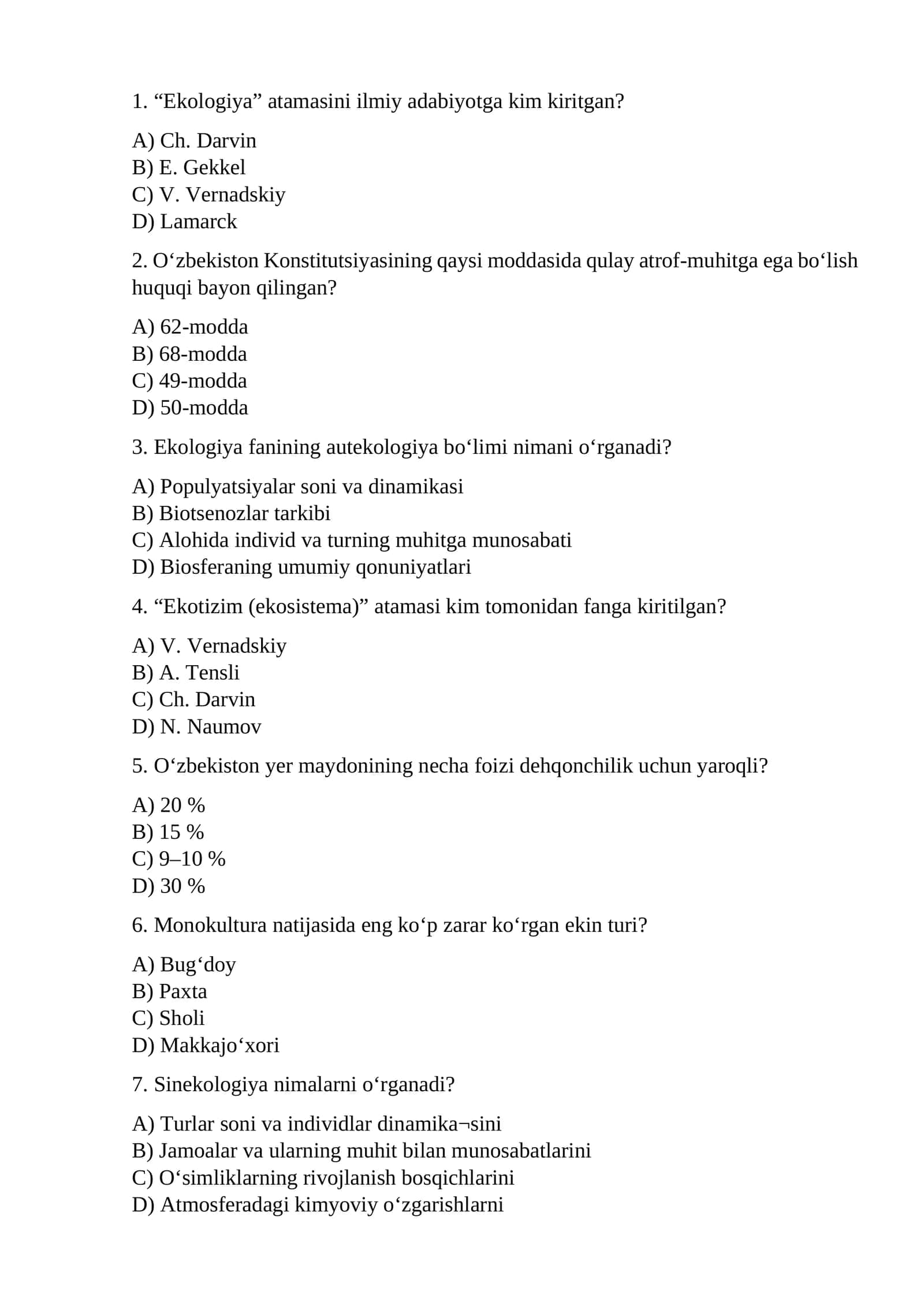 Ekologiya fanining asosiy tushunchalari 1