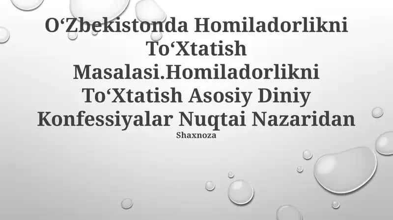 Homiladorlikni To‘Xtatish Masalasi 1