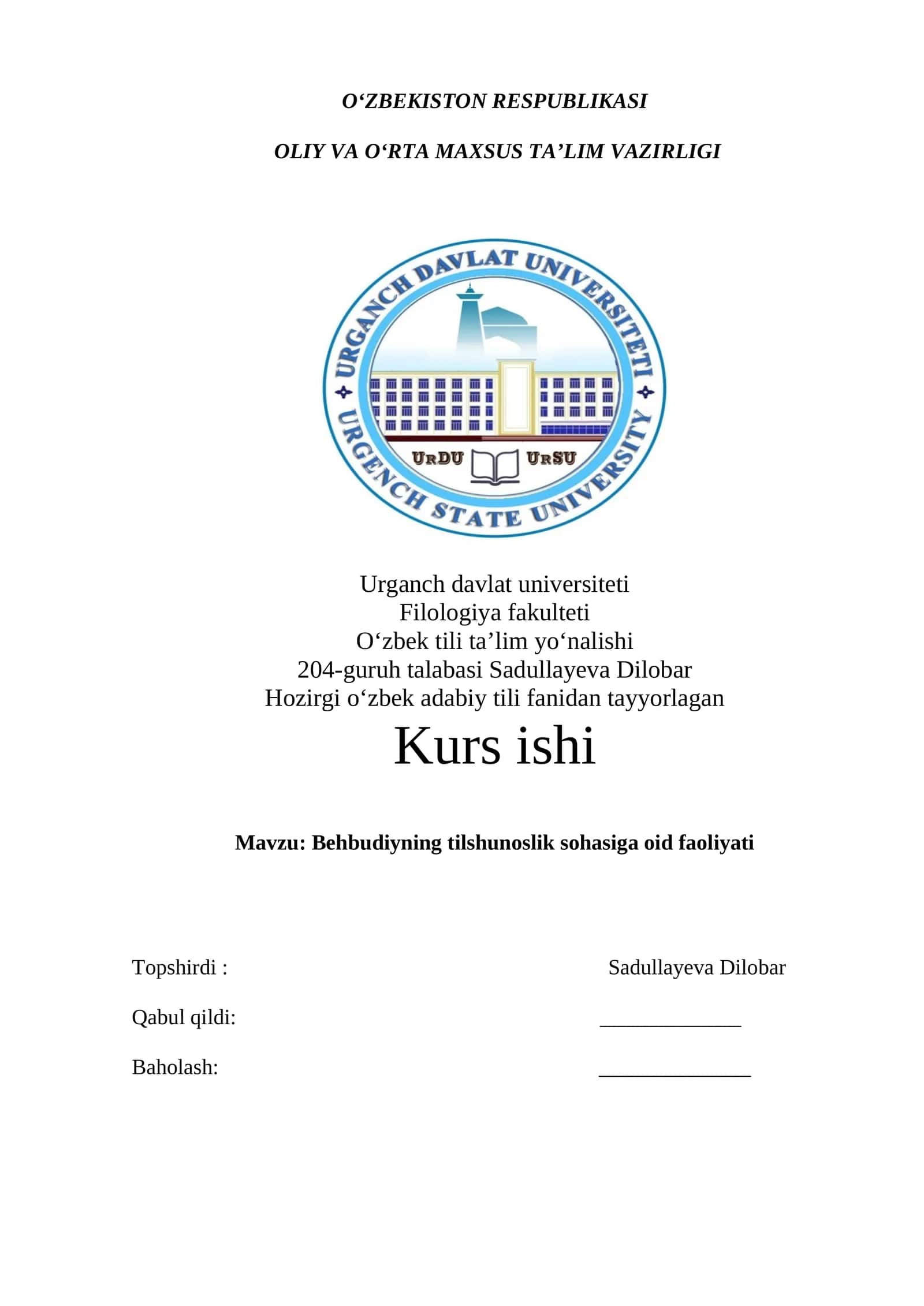 Behbudiyning tilshunoslik sohasiga oid faoliyati 1