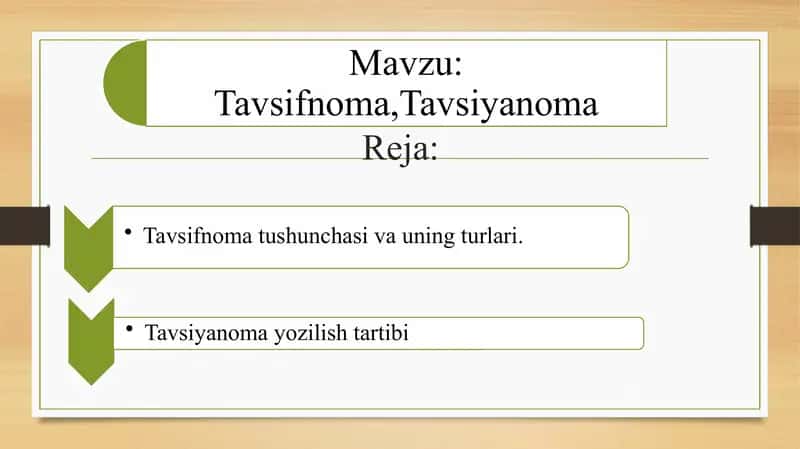 Tavsifnoma,Tavsiyanoma 1