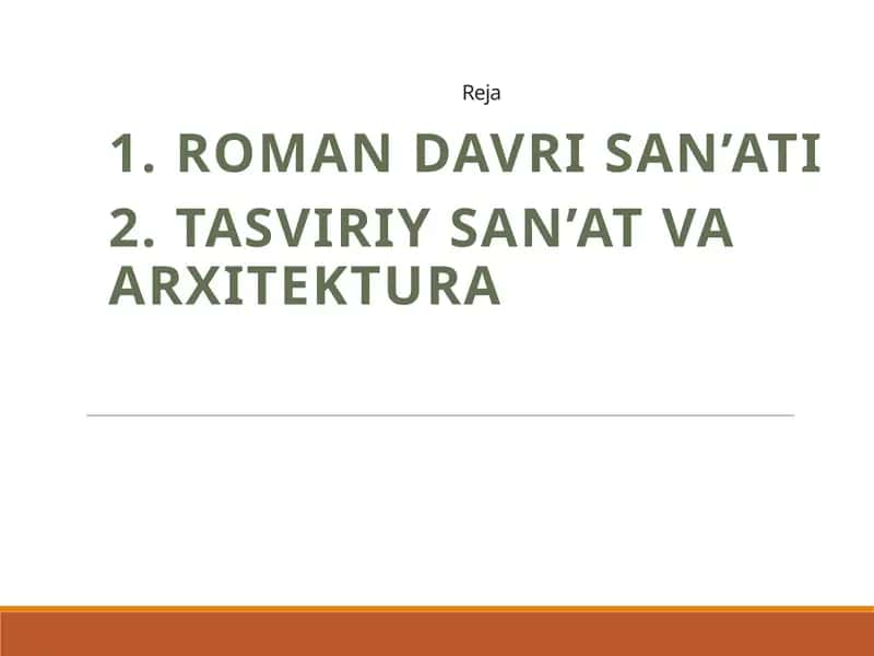 ROMAN DAVRI SAN’ATI 1