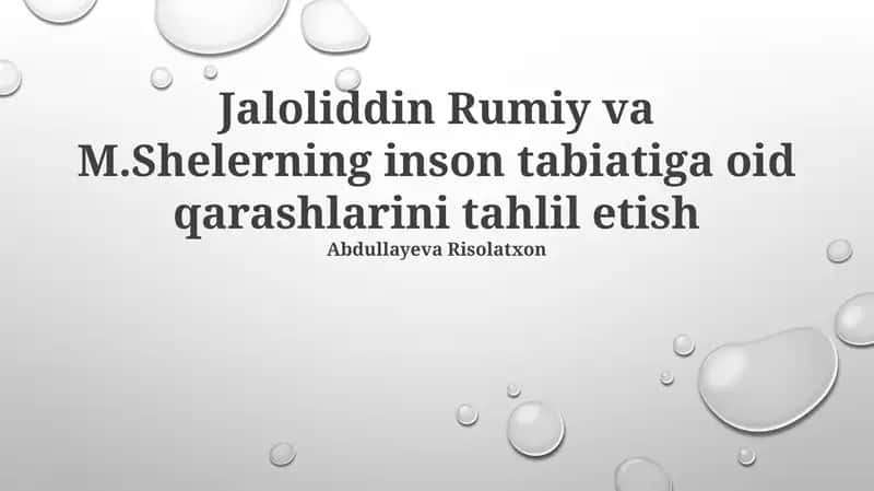 Jaloliddin Rumiy va M.Shelerning inson tabiatiga oid qarashlarini tahlil etish 1