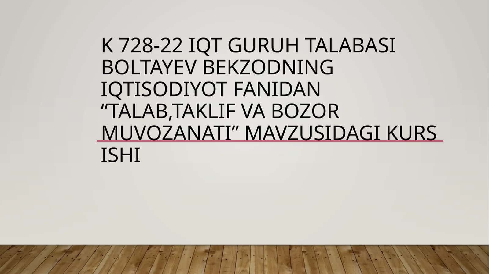 Talab, Taklif va Bozor Muvozanati 1