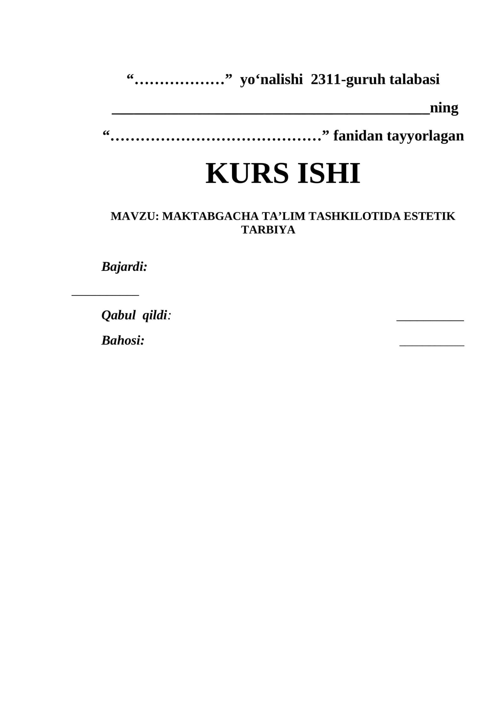 MAKTABGACHA TA’LIM TASHKILOTIDA ESTETIK TARBIYA 1