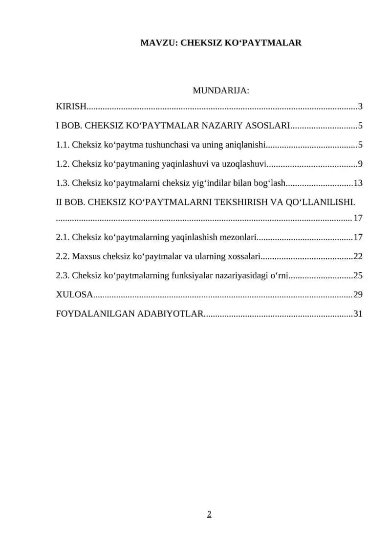 CHEKSIZ KO‘PAYTMALAR 1
