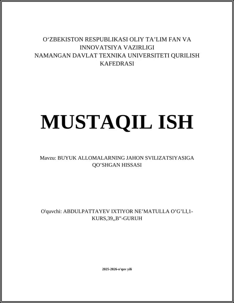 Buyuk allomalarning matematika va algebra sohasiga qo'shgan hissasi 1