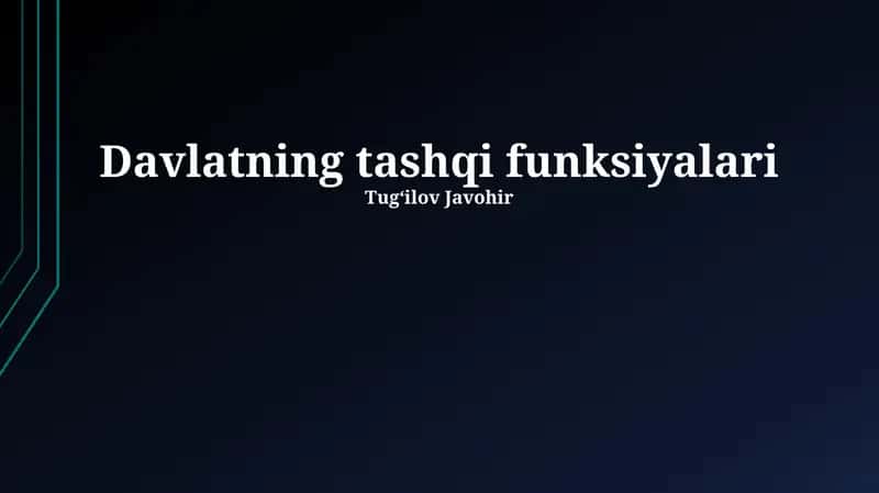 Davlatning tashqi funksiyalari 1