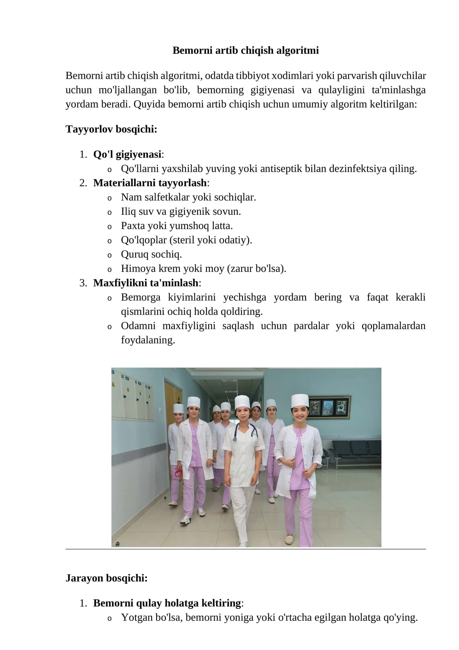 Bemorni artib chiqish algoritmi 1