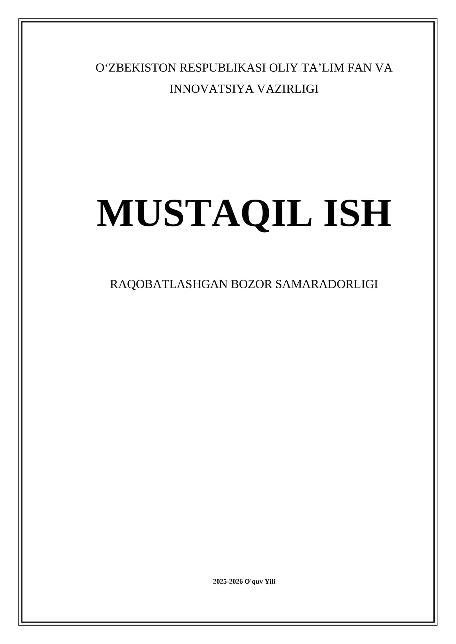 Raqobatlashgan bozor samaradorligi 1