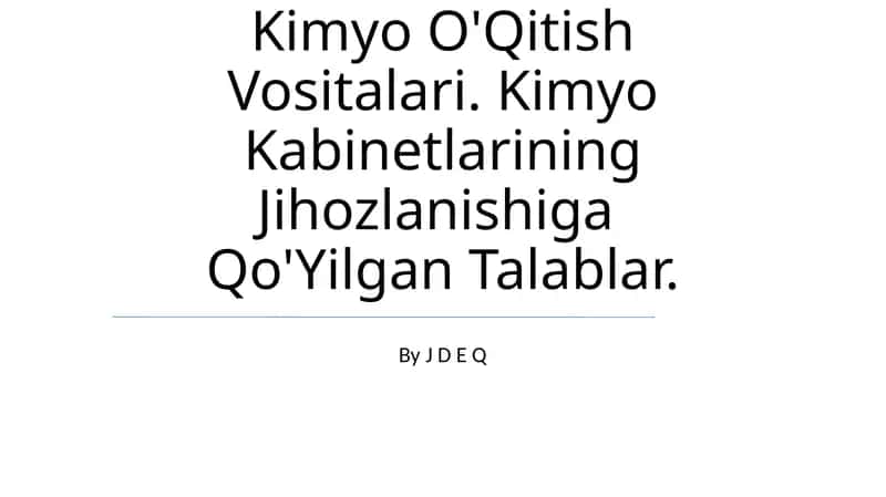 Kimyo O'qitish Vositalari 1