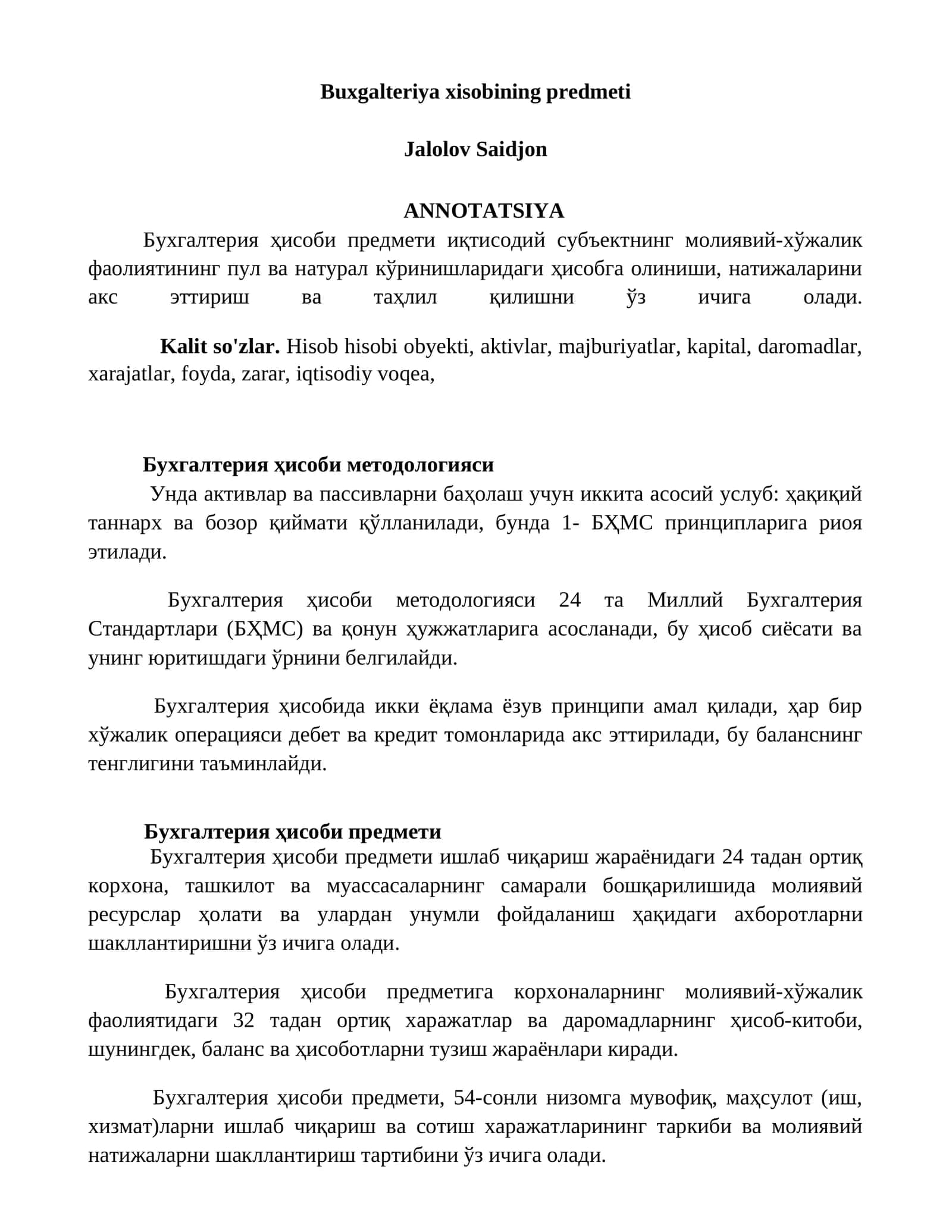 Buxgalteriya xisobining predmeti 1