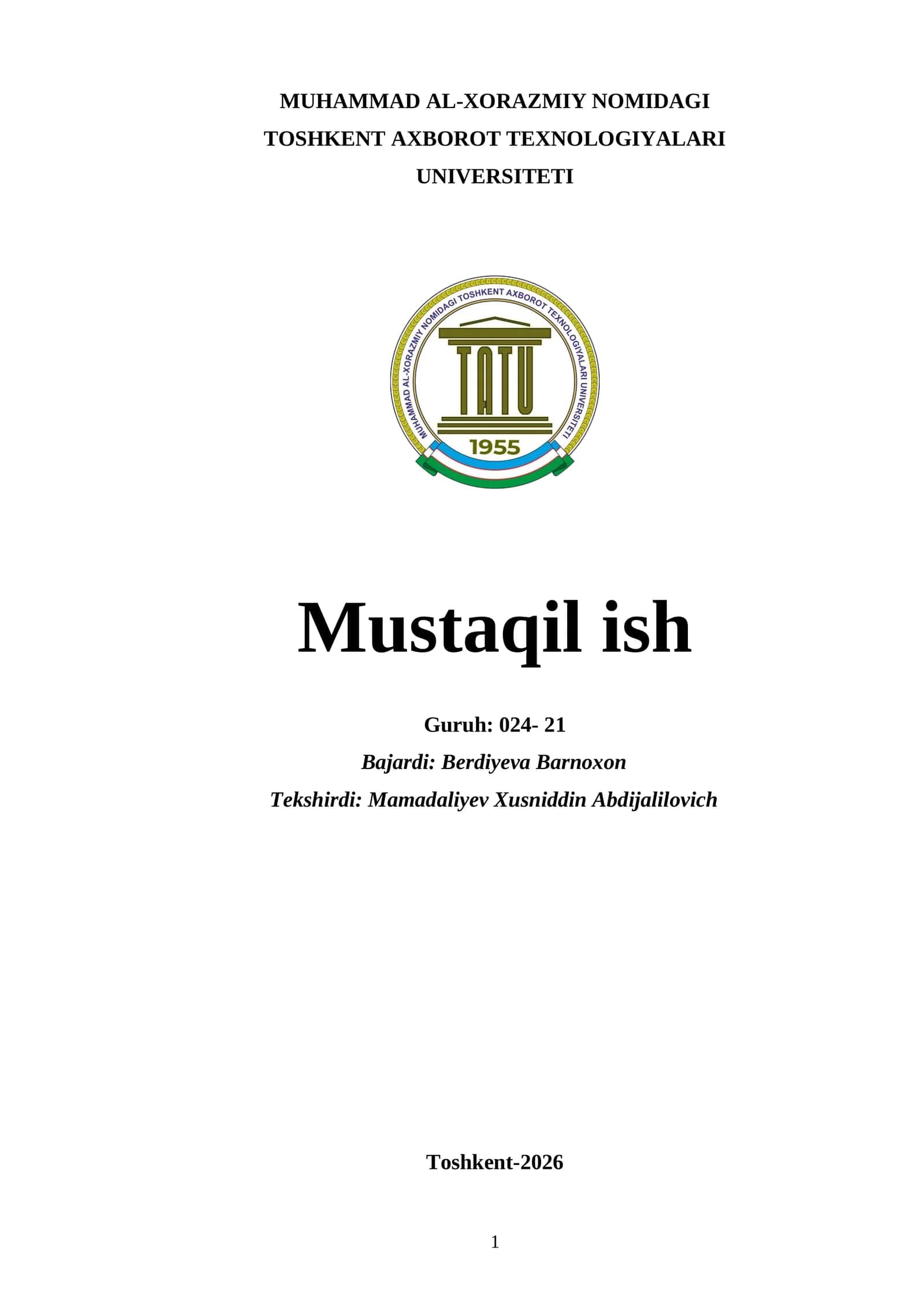 Mantiqiy funksiyalar va ularni minimallashtirish zarurati - Toshkent-2026 1