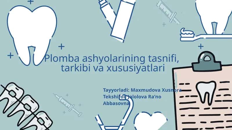 Plomba ashyolarining tasnifi 1-qism 1