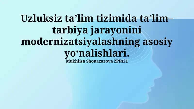Uzluksiz ta'lim tizimi 1
