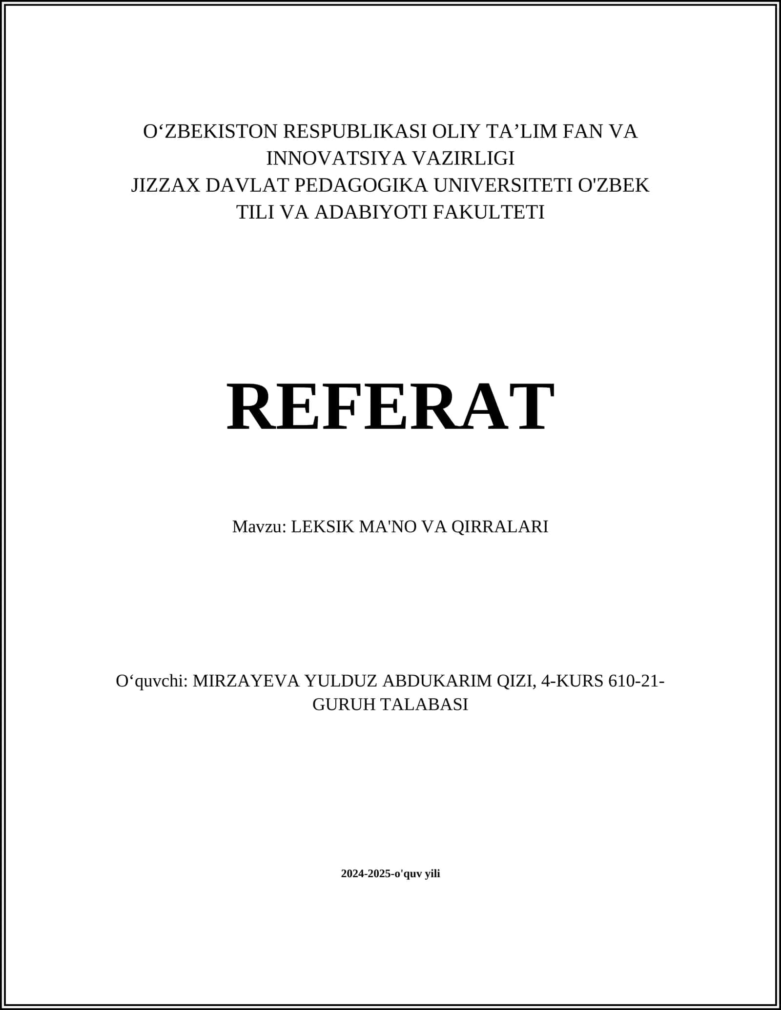LEKSIK MA'NO VA QIRRALARI 1