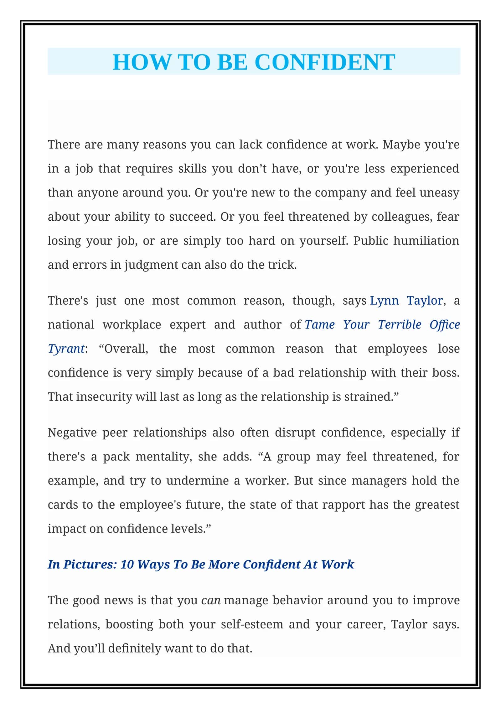 How to be Confident 1