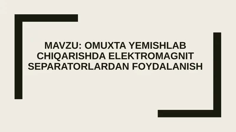 Omuxta yem ishlab chiqarishda elektromagnit separatorlardan foydalanish 1