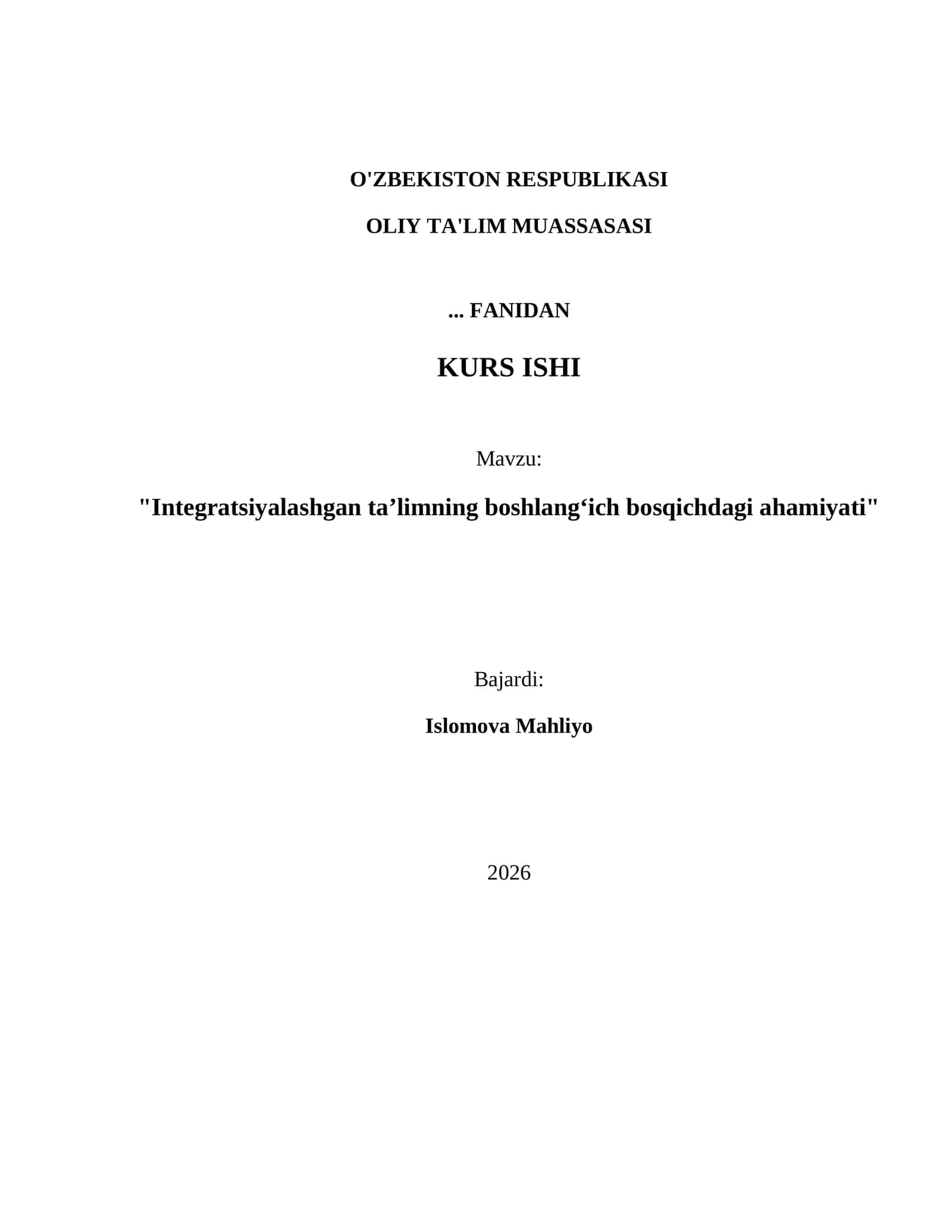 Integratsiyalashgan taʼlimning boshlangʻich bosqichdagi ahamiyati 1