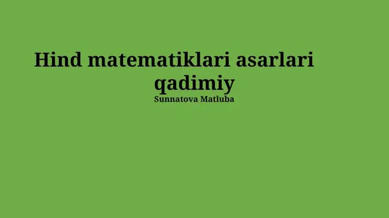 Hind matematiklari asarlari 1