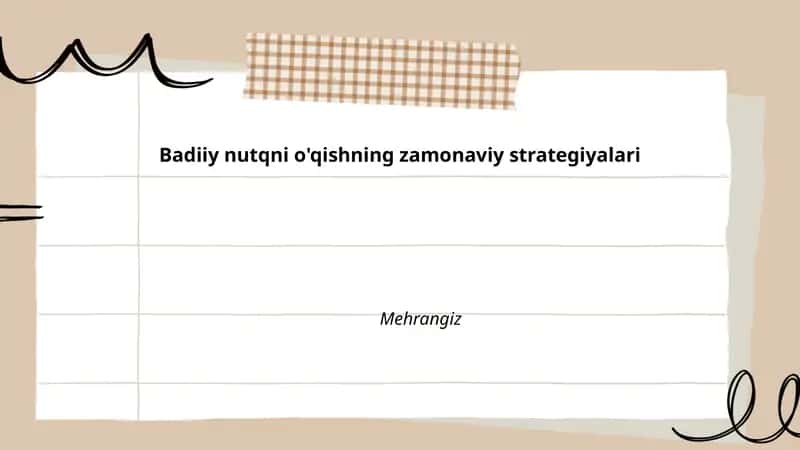 Badiiy nutqni o'qishning zamonaviy strategiyalari 1