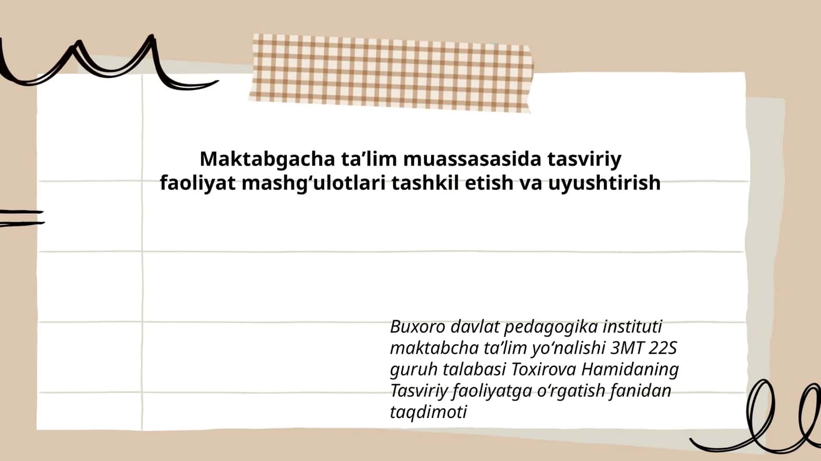 Tasviriy faoliyatga oʻrgatish fanidan taqdimoti 1