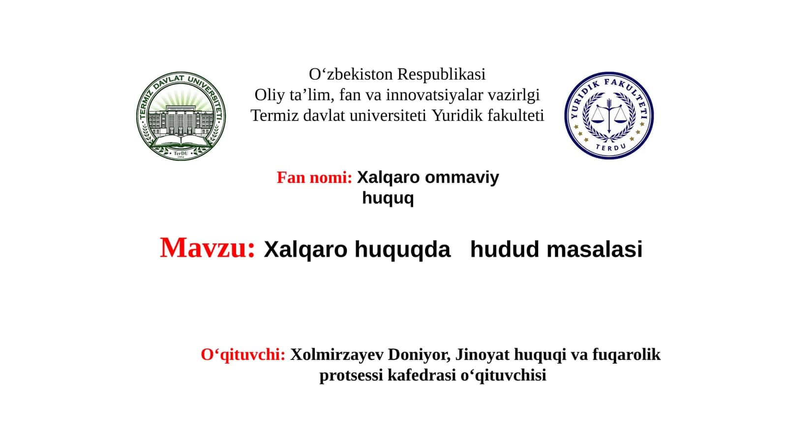 Xalqaro huquqda hudud masalasi 1