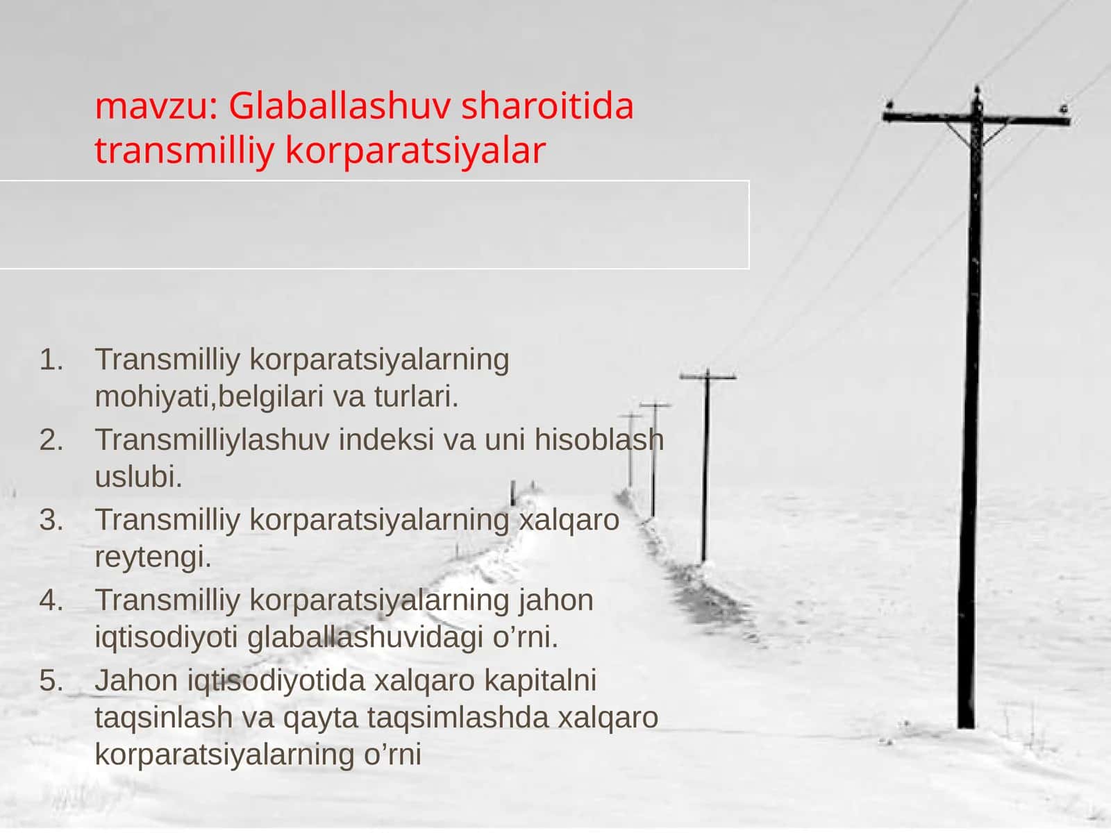 Glaballashuv sharoiti da transmilliy korparatsiyalar 1