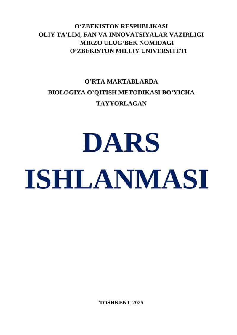 BIOLOGIYA O’QITISH METODIKASI 1