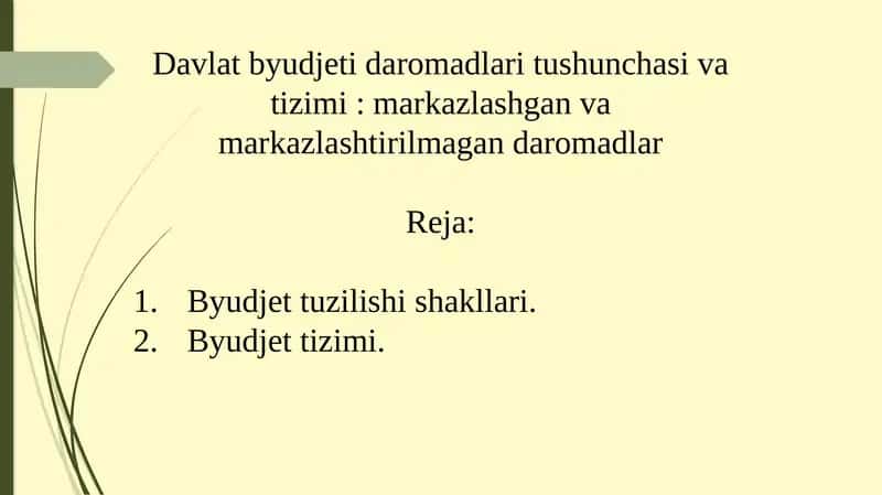 Davlat byudjeti daromadlari tushunchasi va tizimi 1