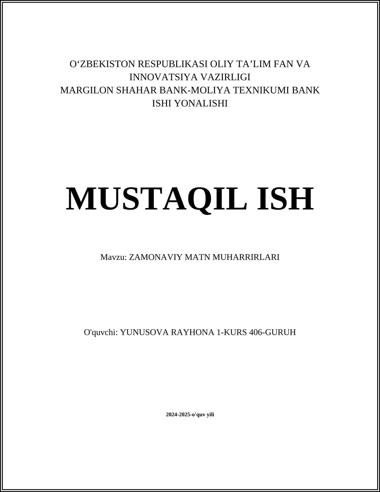 ZAMONAVIY MATN MUHARRIRLARI 1