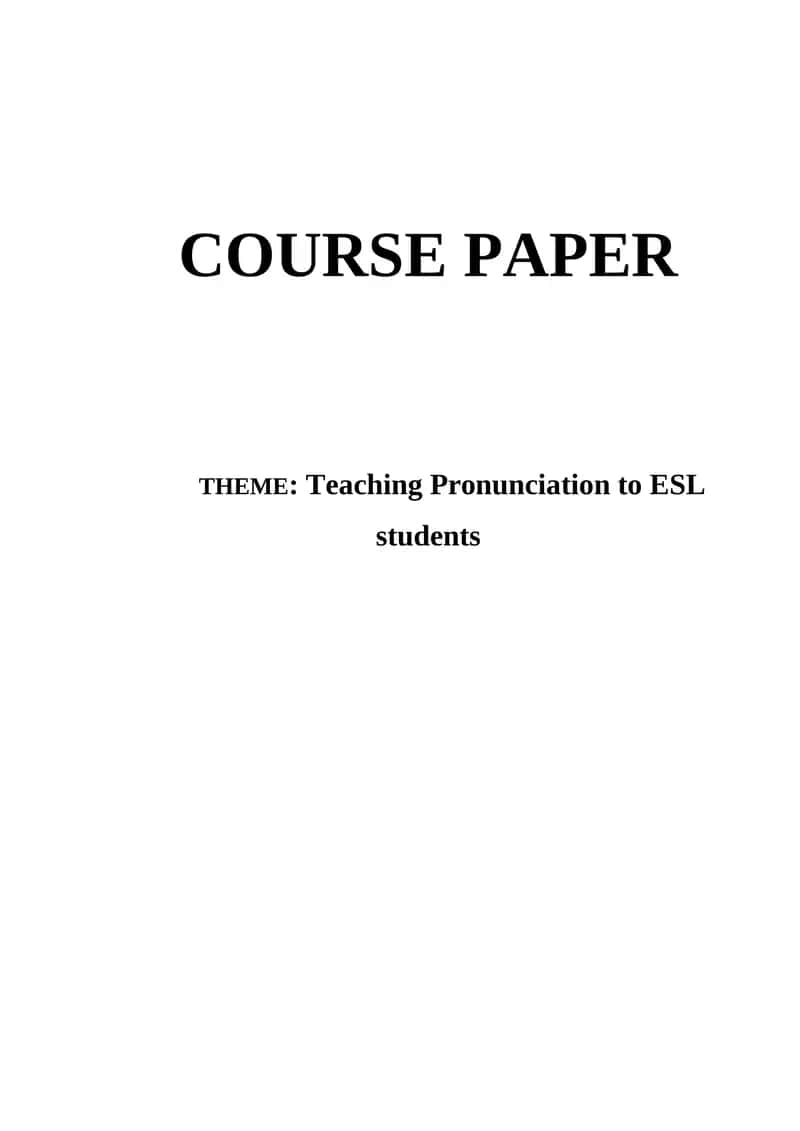 Teaching Pronunciation to ESL students 1