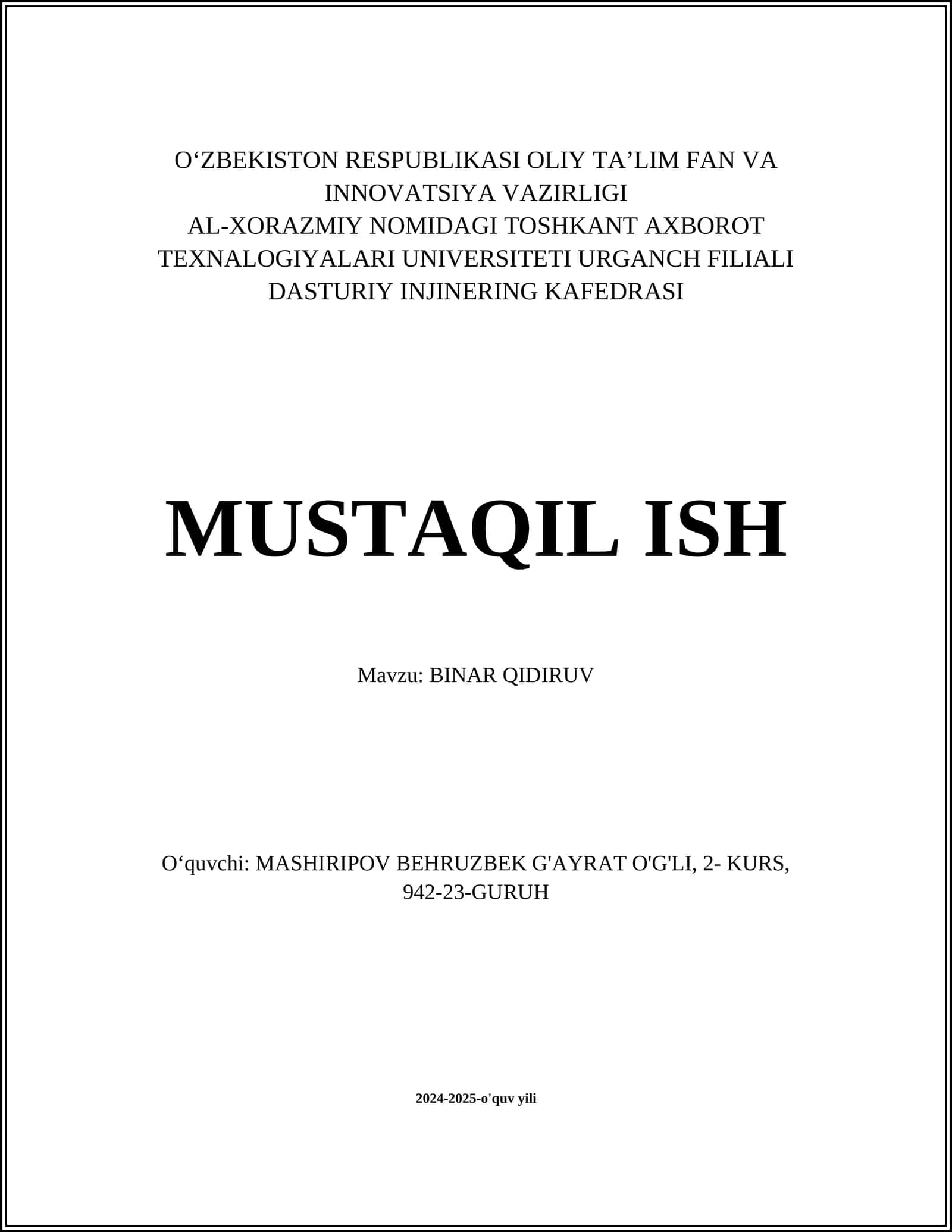 BINAR QIDIRUV 1