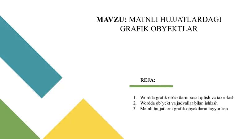 MATNLI HUJJATLARDAGI GRAFIK OBYEKTLAR 1