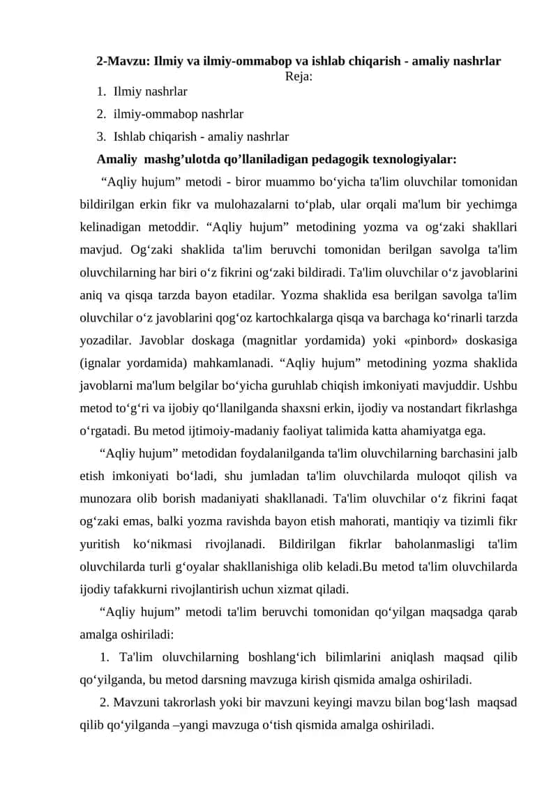 Ilmiy va ilmiy ommabop va ishlab chiqarish-amaliy nashrlar 1