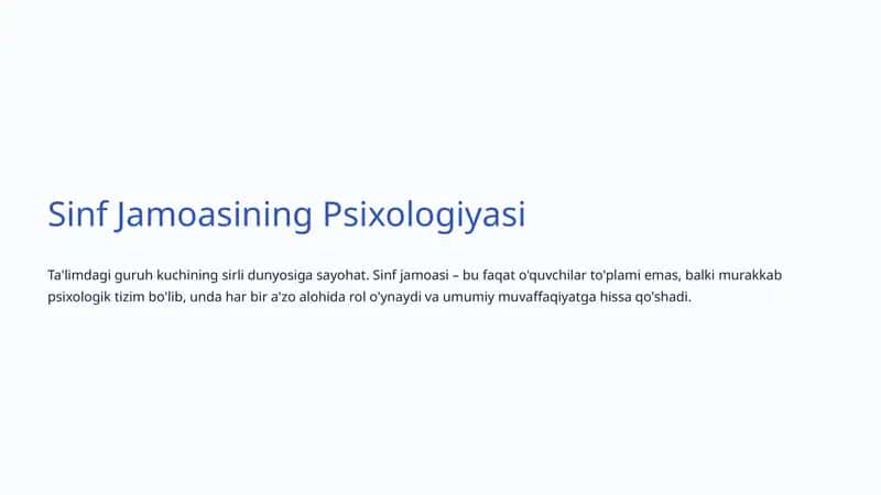 Sinf Jamoasining Psixologiyasi 1