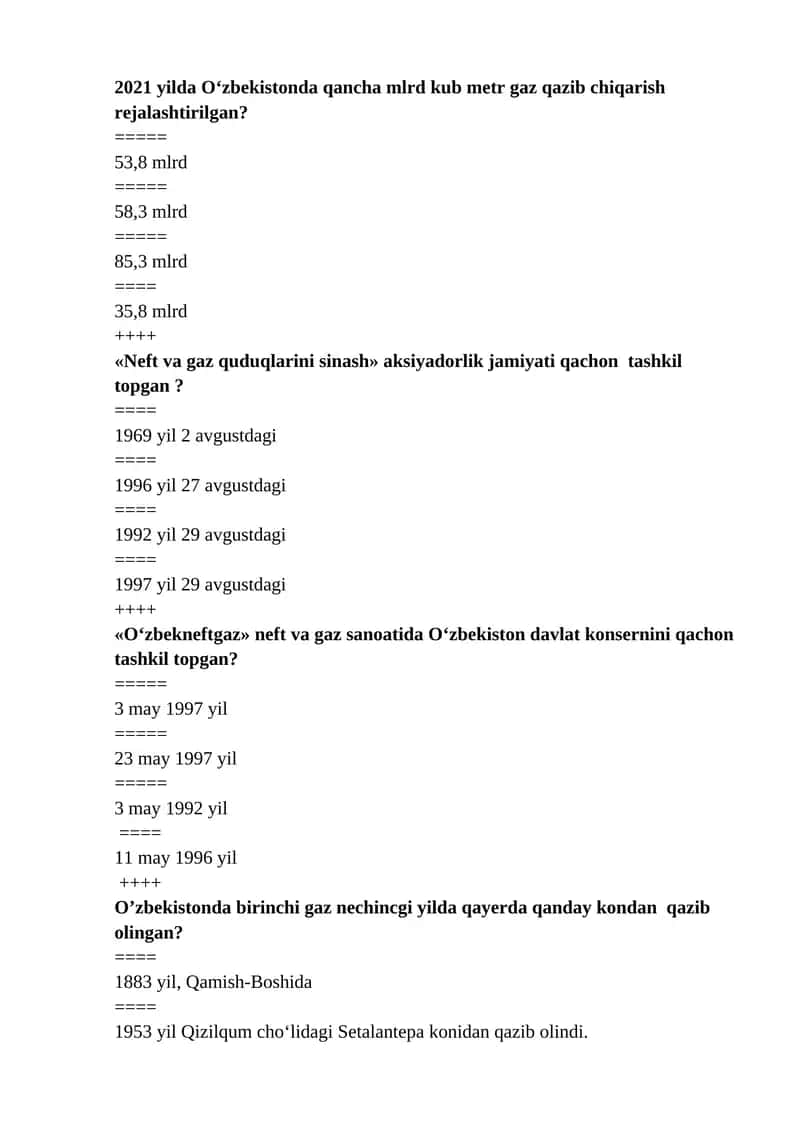 Gaz qazib chiqarish, Neft va gaz quduqlarini sinash, O‘zbekneftgaz, Gaz koni, Neft koni, Neft mustaqilligi 1