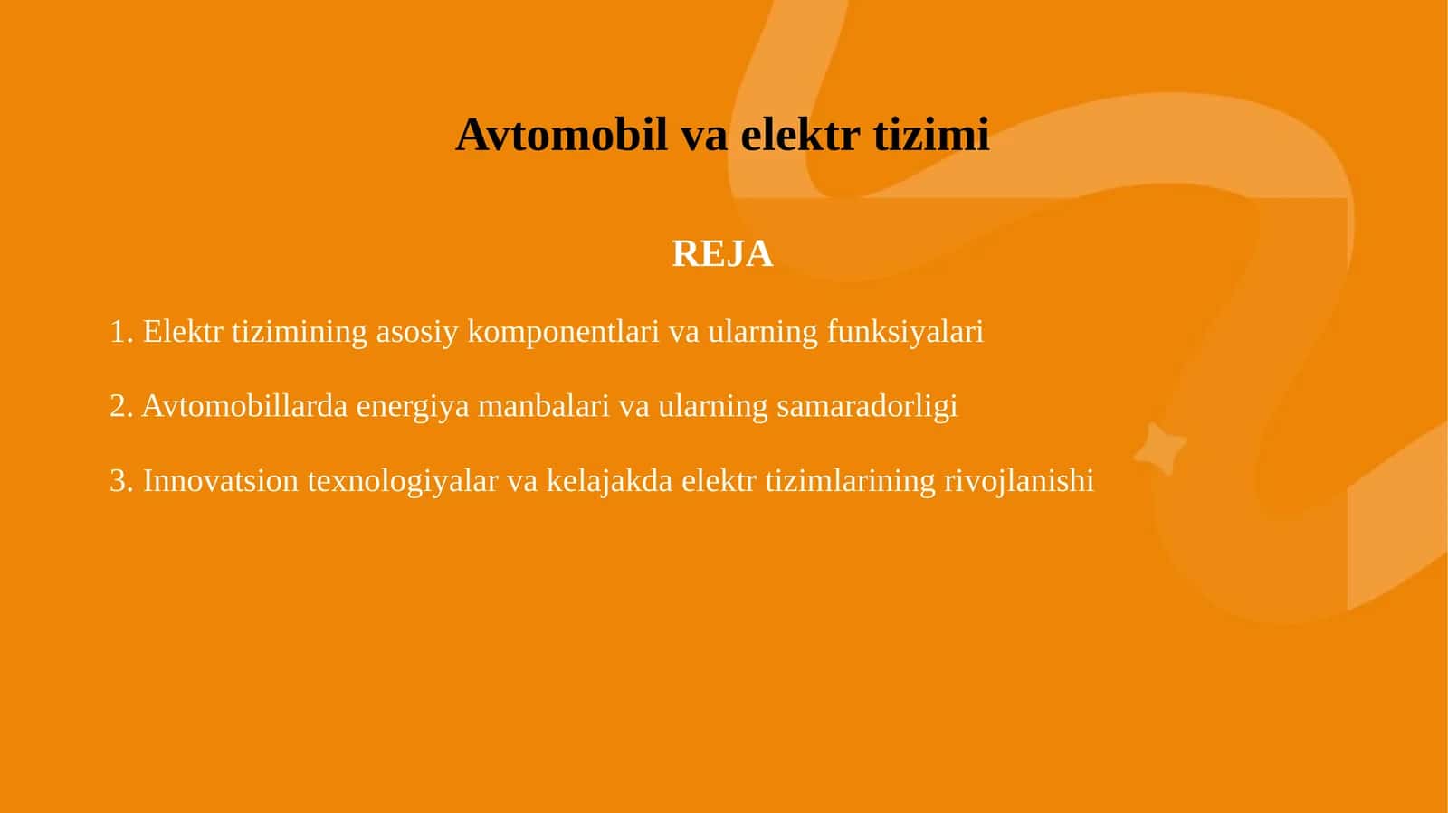 Avtomobil va elektr tizimi 1