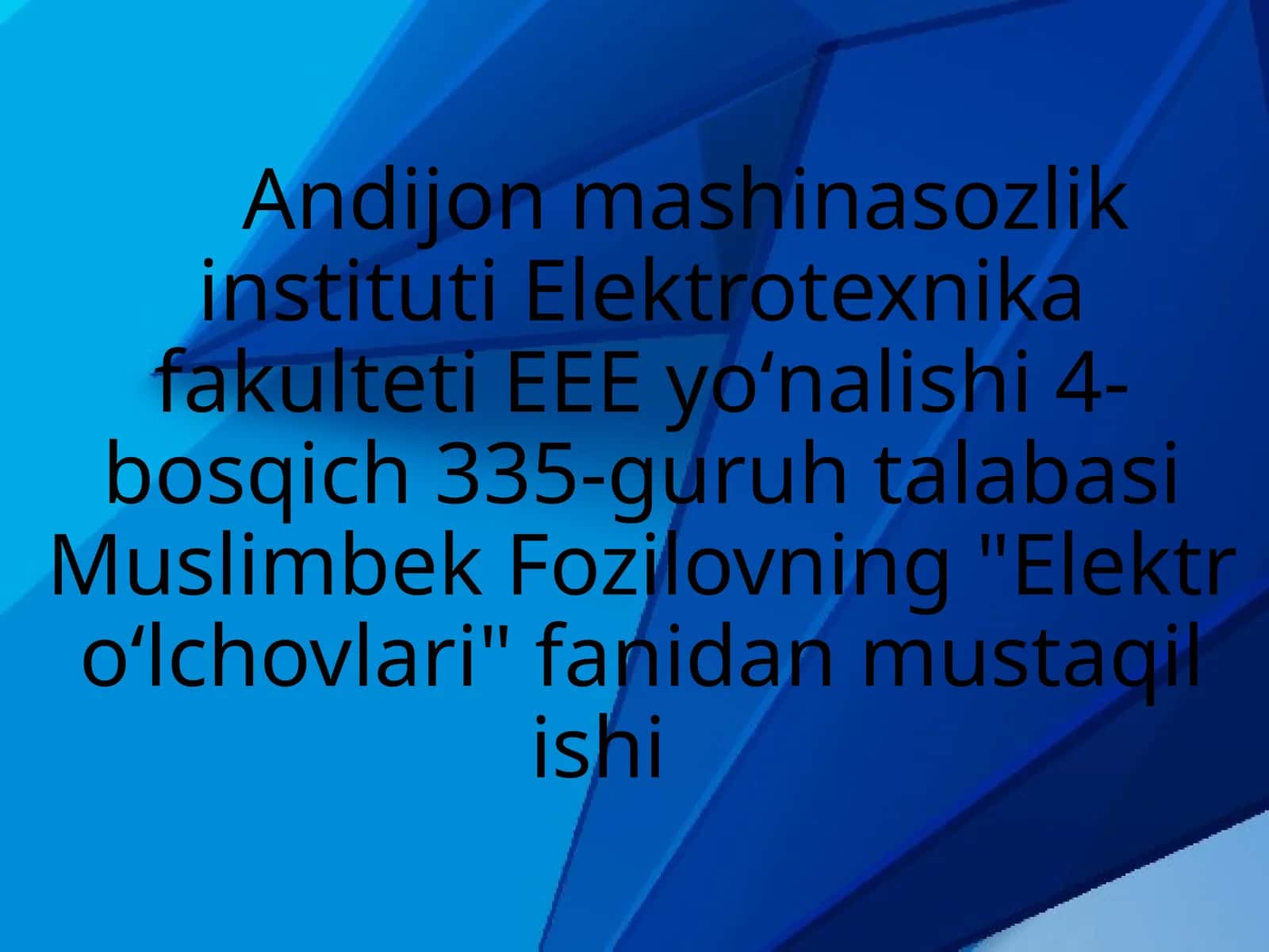 Elektr oʻlchash texnikasi ko'priksimon oʻlchov 1