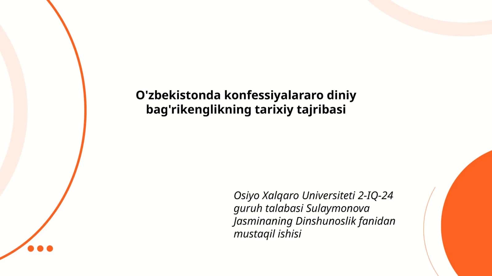 Konfessiyalararo diniy bag'rikenglikning tarixiy tajribasi 1