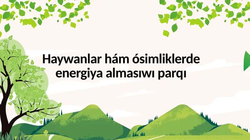 Haywanlar hám ósimliklerde energiya almasıwı parqı 1